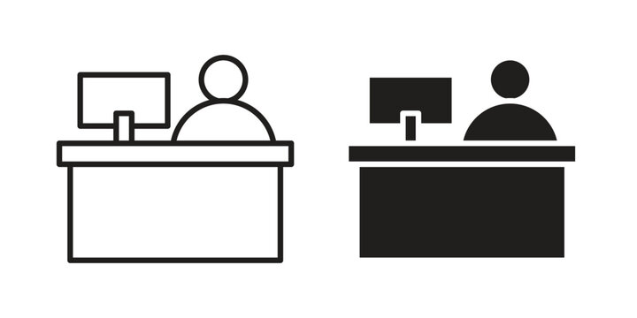 Reception icon concept. Thin line symbol. Vector illustration isolated. Editable stroke.