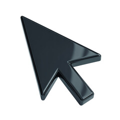 Black cursor pointer icon isolated on transparent background