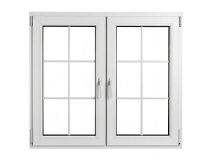 Obraz premium A frontal view of a modern double-paned window with divided panes and a clean white frame