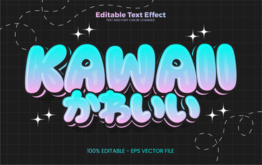 Kawaii editable text effect in modern trend style