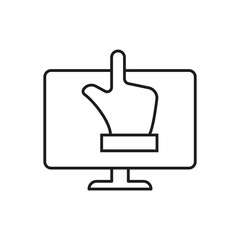 Obraz premium Computer monitor with hand clicking touch screen
