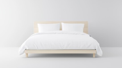 A white bed with a wooden headboard and footboard.