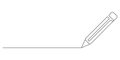Naklejka premium Vector illustration of a pencil in a continuous single line drawing One line drawing of wood pencil