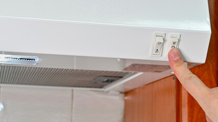 Kitchen range hood switch control close up
