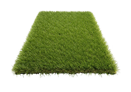 A rectangular patch of green grass on isolated transparent background for landscaping or gardening projects