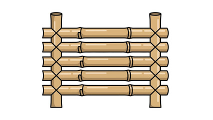Fototapeta premium Rustic Bamboo Fence or Decorative Screen Panel Illustration for Tropical and Natural Themed Designs