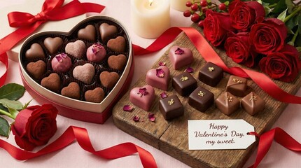 Valentine Chocolate Gift Box with Heart Shapes