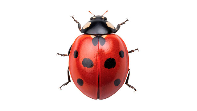 Ladybug crawling isolated on transparent background cut out