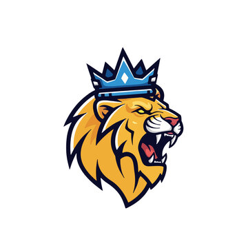 Majestic lion illustration with crown, symbolizing power, royalty, fierce, animal, and strength in a graphic representation eps file