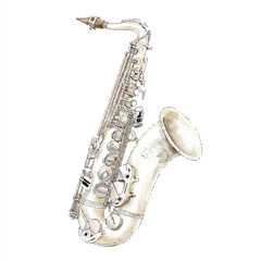 Fototapeta premium White Alto Saxophone Musical Instrument.