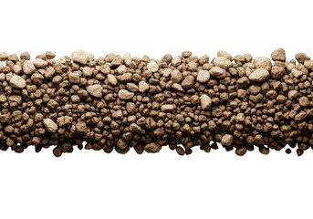 Brown soil or pebbles on a transparent background isolated on transparent background