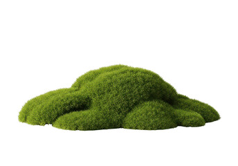 Green mossy hill on isolated transparent background for nature design