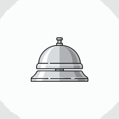Silver Service Bell Icon on White Background