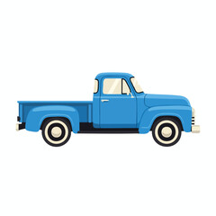 Vintage Style Blue Pickup Truck Illustration