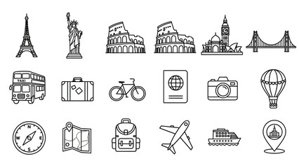 Fototapeta premium Travel icons and symbols collection.