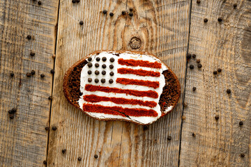 Patriot breakfast - single sandwich with image of american flag