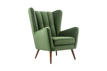 Fototapeta premium Mid-Century Modern Green Armchair Isolated on White Background Vintage Furniture Design