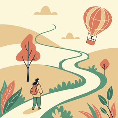 Conceptual journey through abstract exploration routes, featuring layered lines and pathways that signify discovery, connection, and forward movement.