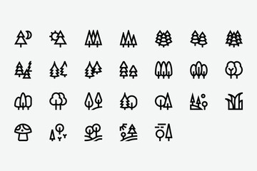 Forest Nature Line Icon Set