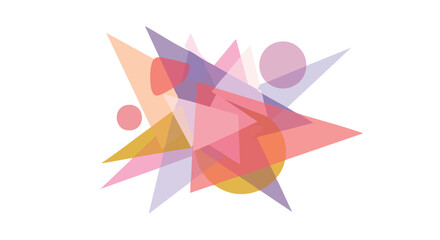 Vibrant, overlapping geometric shapes and soft colors create an abstract design, perfectly symbolizing Valentine's Day modern romance and serene self-care