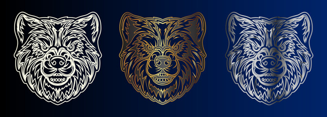 Majestic Wolf Bear Lynx Animal Portraits, Vintage Engraving Style Wildlife Art Collection