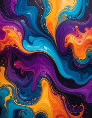 Fototapeta premium Swirling, vibrant abstract with flowing colors and dynamic shapes
