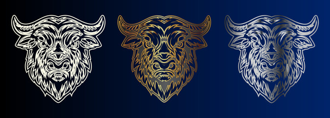 Stylized Bull Head Design Element