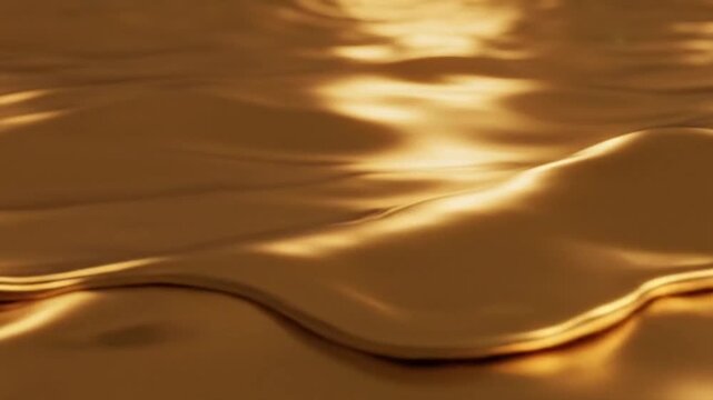 Abstract background of molten gold flowing with ripples and metallic waves