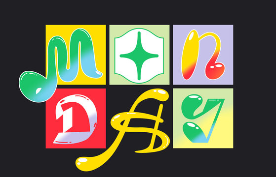 WEEK DAYS - Monday.
typography, lettering design