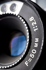 Lens of retro photo camera