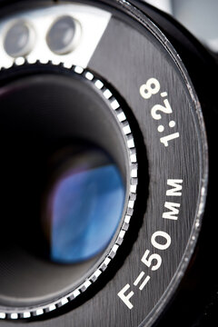 Lens of retro photo camera