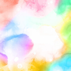 Hand painted pastel rainbow coloured watercolour background design 