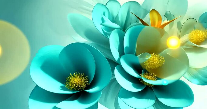 Artistic digital background featuring glowing floral designs and swirling abstract patterns