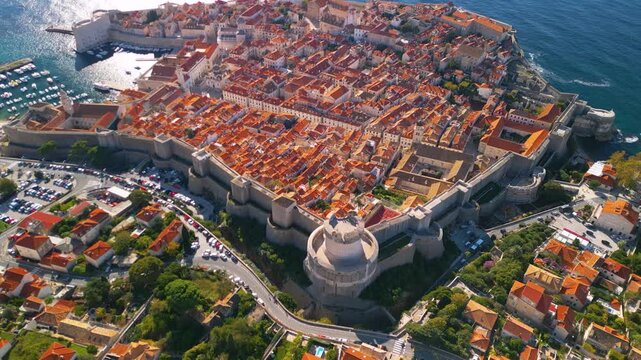 Dubrovnik Croatia, day panorama - 4K aerial drone view