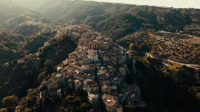Aerial view of Badolato perched village