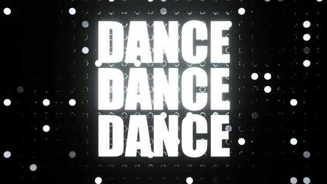 White Dance Text on Blinking LED Panel Background VJ Loop in 4K