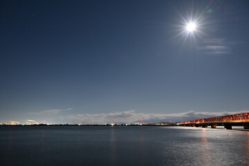 月夜の揖斐長良大橋