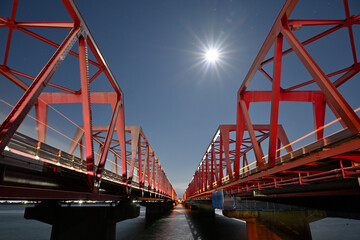 月夜の揖斐長良大橋