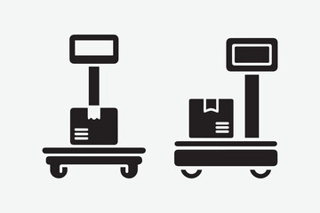 Obraz premium Digital industrial weighing scales icons for shipping and logistics