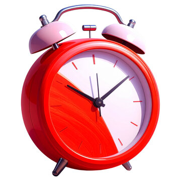 Bold red alarm clock with black face and white numbers for high contrast time visibility
