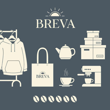 Breva Coffee Brand Elements and Products.