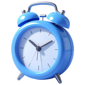 Simple blue alarm clock with twin bells and white face for daily morning routine reminders