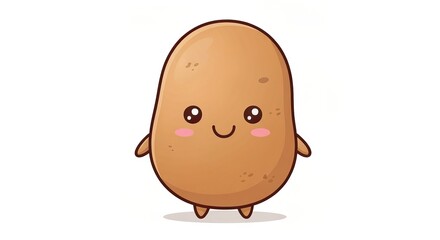 Cute Cartoon Potato Character with a Friendly Smile, Playful Mascot Icon, Fun and Whimsical Style