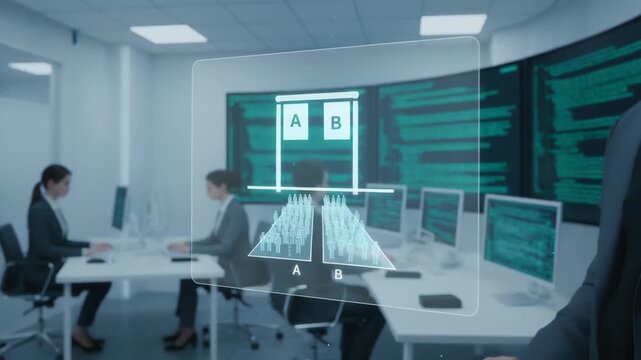 Ai developer coding programming technology office worker focused digital screen interface with data driven decision making and modern digital
