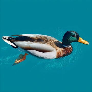 male mallard duck swimming on the lake