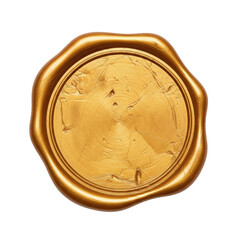 Blank Golden Wax Seal on White Background.