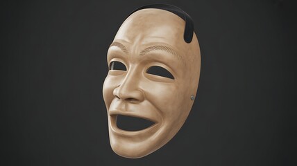 Classic Comedy Mask with Expressive Smiling Face and Dramatic Details Photo