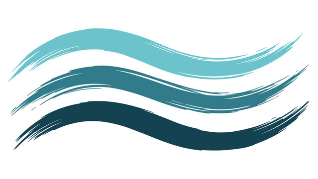 Artistic blue brush strokes flow across the canvas representing ocean waves or wind in a simple textured style.