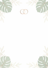 Monstera Leaves Wedding Rings Frame  