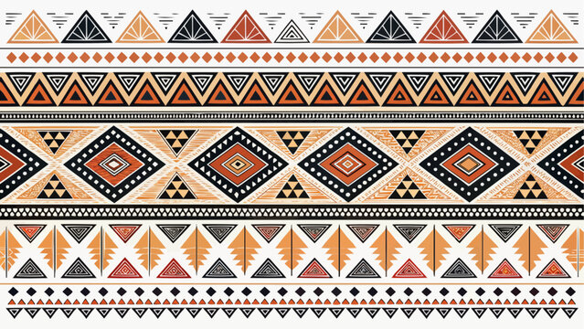 Vibrant aztec pattern set with geometric shapes and colorful designs